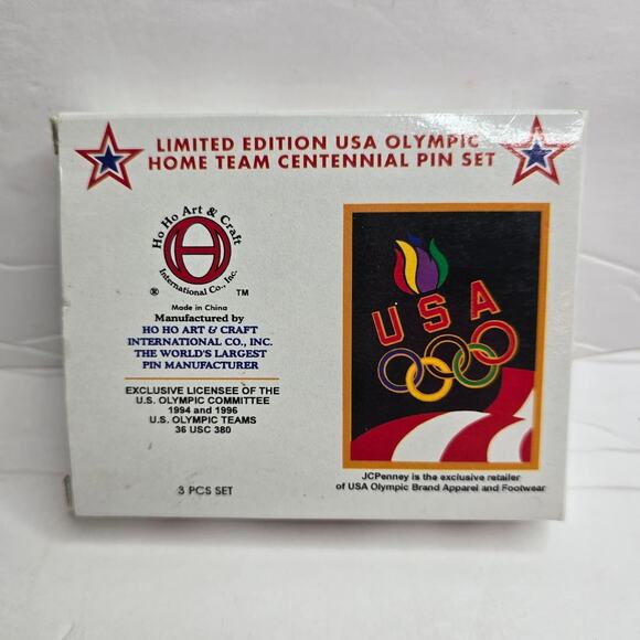 1996 Atlanta Olympic JC Penny Limited Edition Home Team Centennial 3 Pin Set NIB - Picture 2 of 7